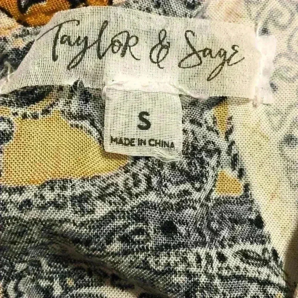 Taylor & Sage Boho Swing Dress Mustard Yellow Paisley Print Size Small - Picture 5 of 6